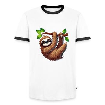 Sloth - Men's Ringer Shirt - white/black - Front - AI Model Female 172 light (172cm) & AI Model Male 178 dark (178cm)