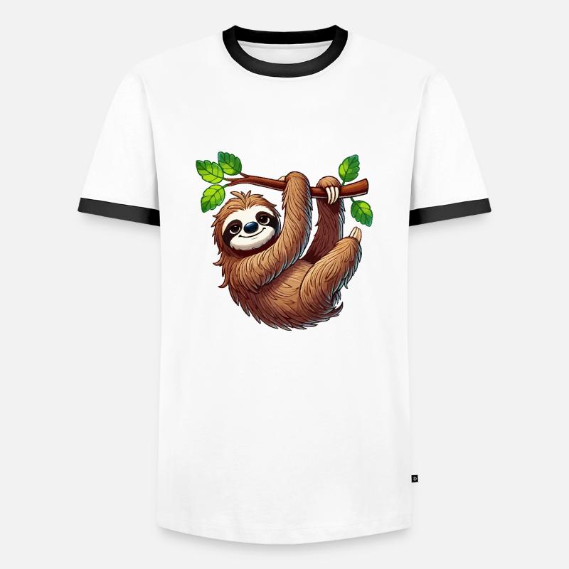 Faultier - Männer Kontrast-T-Shirt - Weiß/Schwarz
