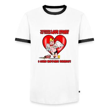 Funny Cupid's Love Story Valentine's Day Couples - Men's Ringer Shirt - white/black - Front - AI Model Female 172 light (172cm) & AI Model Male 178 dark (178cm)