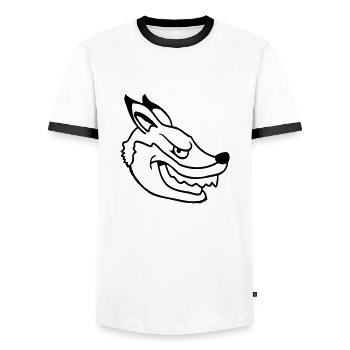 Renard, Mauvais œil, Dangereux, Renard roux, Animal sauvage - T-shirt contrasté Homme - blanc/noir - Devant - AI Model Female 172 light (172cm) & AI Model Male 178 dark (178cm)