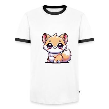 Super Cute Kawaii Baby Fox - Männer Kontrast-T-Shirt - Weiß/Schwarz - Vorne - AI Model Female 172 light (172cm) & AI Model Male 178 dark (178cm)
