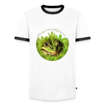 Frog Prince King Kiss Me - Men's Ringer Shirt - white/black - Front - AI Model Female 172 light (172cm) & AI Model Male 178 dark (178cm)
