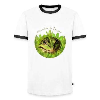 Frog kisses me prince - Men's Ringer Shirt - white/black - Front - AI Model Female 172 light (172cm) & AI Model Male 178 dark (178cm)