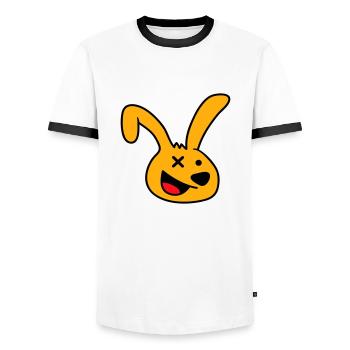 Bunny crazy crazy laughing funny confused - Men's Ringer Shirt - white/black - Front - AI Model Female 172 light (172cm) & AI Model Male 178 dark (178cm)