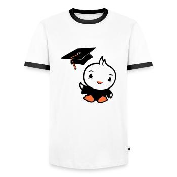 Oiseau Graduation Collège Graduation Chapeau École - T-shirt contrasté Homme - blanc/noir - Devant - AI Model Female 172 light (172cm) & AI Model Male 178 dark (178cm)