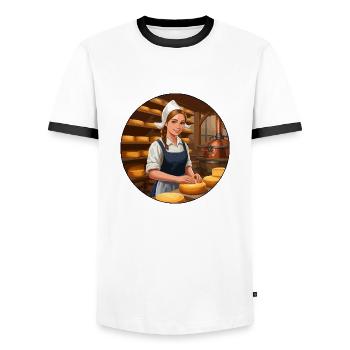 Cheese Girl Holland - Männer Kontrast-T-Shirt - Weiß/Schwarz - Vorne - AI Model Female 172 light (172cm) & AI Model Male 178 dark (178cm)