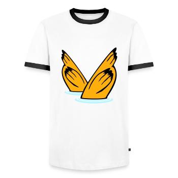 2 ducks diving underwater head lake drinking water - Men's Ringer Shirt - white/black - Front - AI Model Female 172 light (172cm) & AI Model Male 178 dark (178cm)