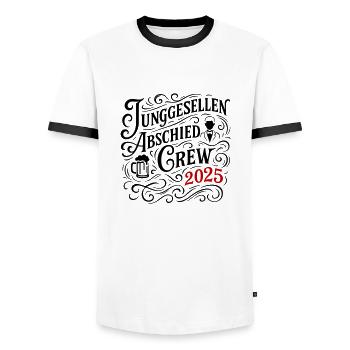 Junggesellenabschied 2025 Jga Bier - Männer Kontrast-T-Shirt - Weiß/Schwarz - Vorne - AI Model Female 172 light (172cm) & AI Model Male 178 dark (178cm)