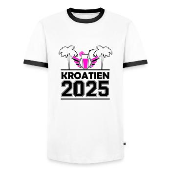 Croatie 2025 - T-shirt contrasté Homme - blanc/noir - Devant - AI Model Female 172 light (172cm) & AI Model Male 178 dark (178cm)