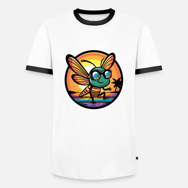 Libelle Cool Comic - Männer Kontrast-T-Shirt - Weiß/Schwarz