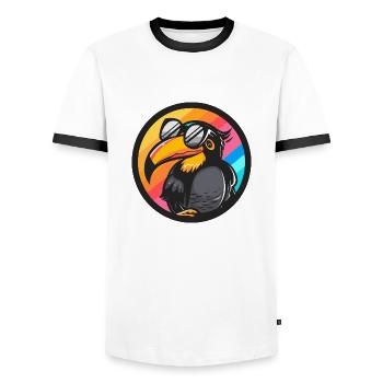 Tukan Vogel Comic Cool - Männer Kontrast-T-Shirt - Weiß/Schwarz - Vorne - AI Model Female 172 light (172cm) & AI Model Male 178 dark (178cm)