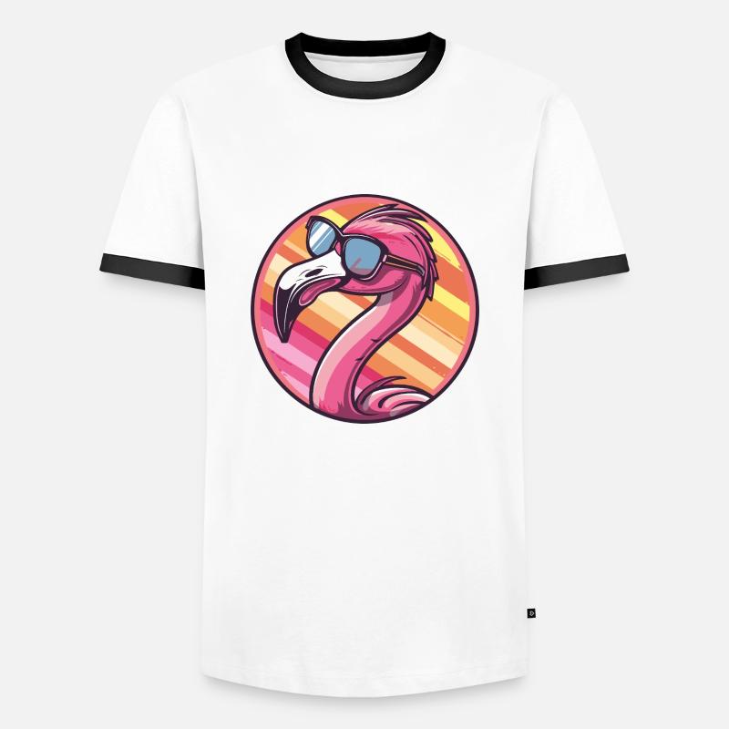 Flamingo Comic Cool - Männer Kontrast-T-Shirt - Weiß/Schwarz