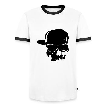 Rapper Skull - Men's Ringer Shirt - white/black - Front - AI Model Female 172 light (172cm) & AI Model Male 178 dark (178cm)