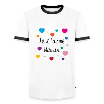 Je t'aime Maman - Männer Kontrast-T-Shirt - Weiß/Schwarz - Vorne - AI Model Female 172 light (172cm) & AI Model Male 178 dark (178cm)