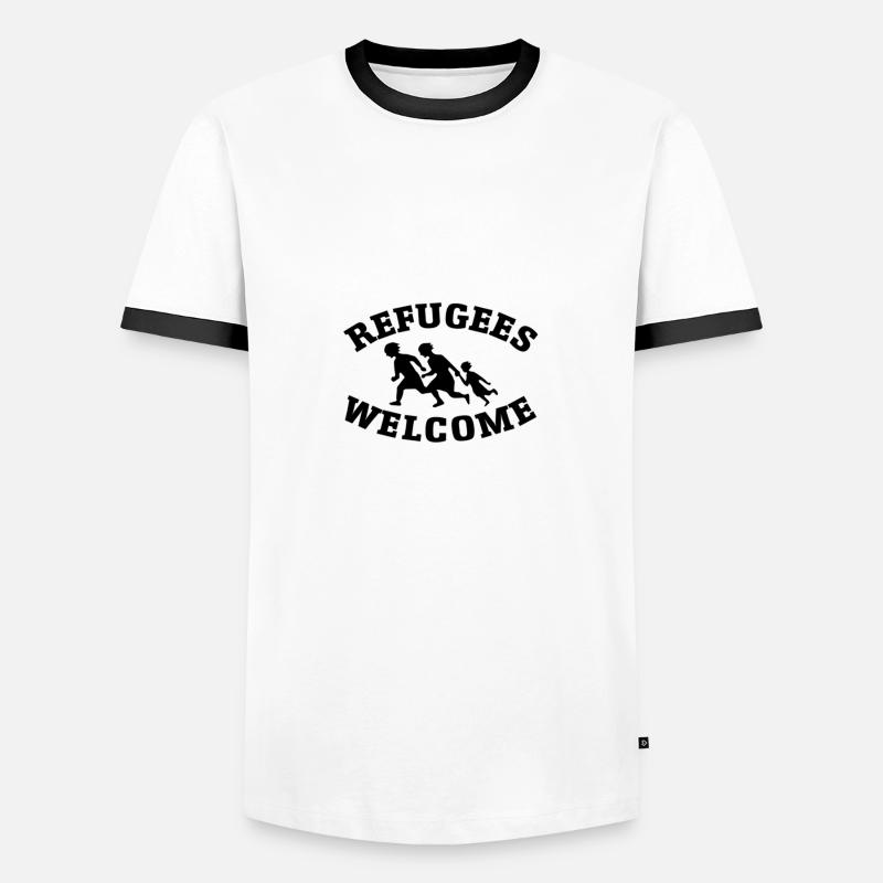 Flüchtlinge Willkommen! - Männer Kontrast-T-Shirt - Weiß/Schwarz