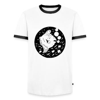Mondfisch Big Fisch Illustration Geschenk - Männer Kontrast-T-Shirt - Weiß/Schwarz - Vorne - AI Model Female 172 light (172cm) & AI Model Male 178 dark (178cm)
