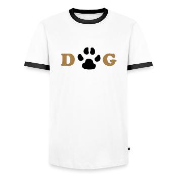 Dog 1 - Männer Kontrast-T-Shirt - Weiß/Schwarz - Vorne - AI Model Female 172 light (172cm) & AI Model Male 178 dark (178cm)