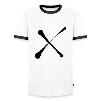 X - Männer Kontrast-T-Shirt - Weiß/Schwarz - Vorne - AI Model Female 172 light (172cm) & AI Model Male 178 dark (178cm)