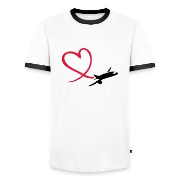 Flugzeug - Männer Kontrast-T-Shirt - Weiß/Schwarz - Vorne - AI Model Female 172 light (172cm) & AI Model Male 178 dark (178cm)