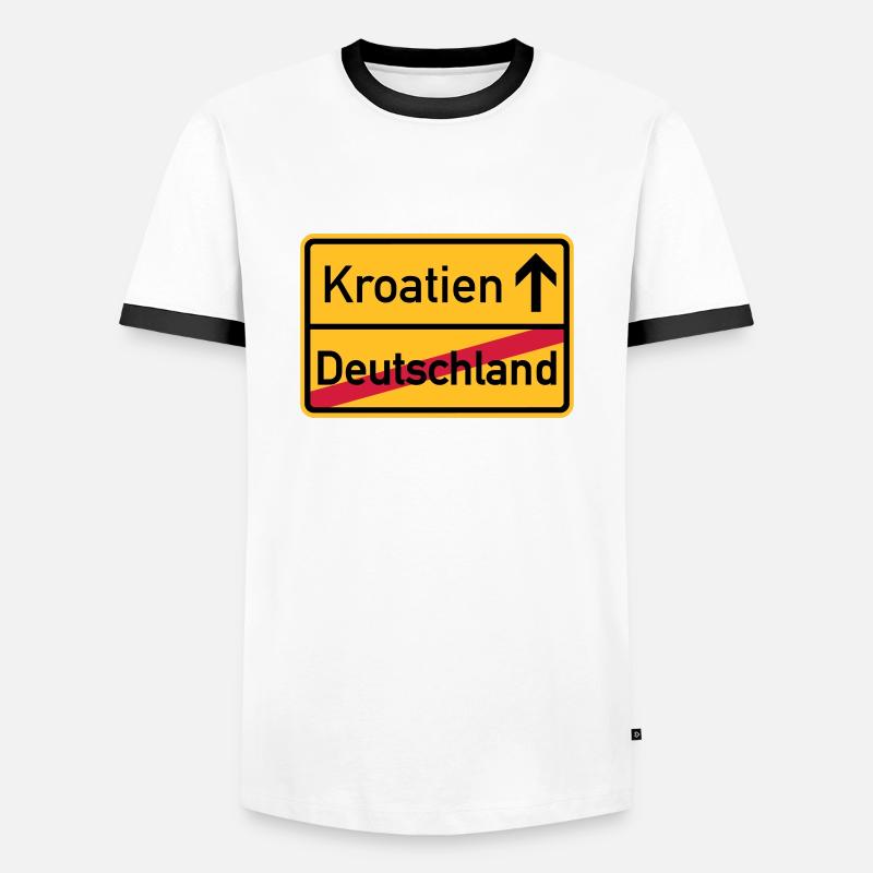 Kroatien - Männer Kontrast-T-Shirt - Weiß/Schwarz