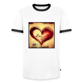 L’amour est si doux! Amour Mignon coeur Kunst Art - T-shirt contrasté Homme - blanc/noir - Devant - AI Model Female 172 light (172cm) & AI Model Male 178 dark (178cm)