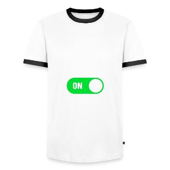 Mode Définition ON Gym Entraînement de musculation - T-shirt contrasté Homme - blanc/noir - Devant - AI Model Female 172 light (172cm) & AI Model Male 178 dark (178cm)
