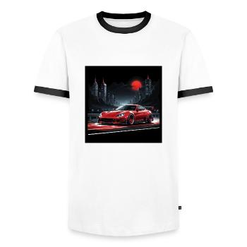 JDM Sportcar tuning Driftcar Voiture Cadeau PS - T-shirt contrasté Homme - blanc/noir - Devant - AI Model Female 172 light (172cm) & AI Model Male 178 dark (178cm)