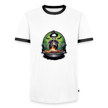 Halloween grillades grillades Master cadeau squelette - T-shirt contrasté Homme - blanc/noir - Devant - AI Model Female 172 light (172cm) & AI Model Male 178 dark (178cm)