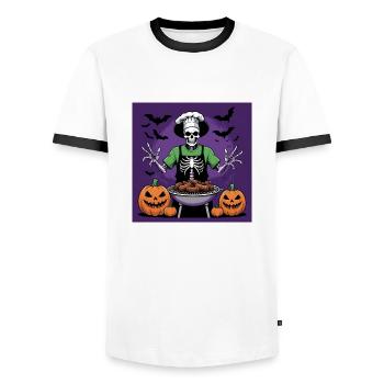 Halloween grillades grillades Master cadeau squelette - T-shirt contrasté Homme - blanc/noir - Devant - AI Model Female 172 light (172cm) & AI Model Male 178 dark (178cm)