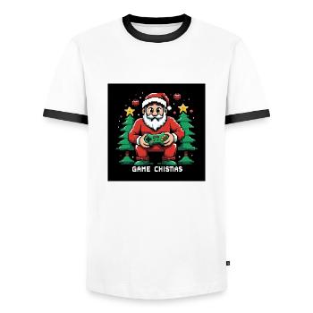 Weihnachtsmann Gaming Lustig Geschenke Weihnachten - Männer Kontrast-T-Shirt - Weiß/Schwarz - Vorne - AI Model Female 172 light (172cm) & AI Model Male 178 dark (178cm)