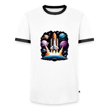 Rakete Astronaut Weltall Geschenk SpaceShuttle - Männer Kontrast-T-Shirt - Weiß/Schwarz - Vorne - AI Model Female 172 light (172cm) & AI Model Male 178 dark (178cm)