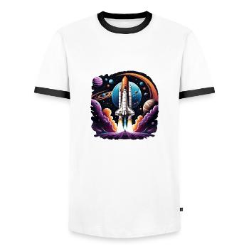 Rakete Astronaut Weltall Geschenk SpaceShuttle - Männer Kontrast-T-Shirt - Weiß/Schwarz - Vorne - AI Model Female 172 light (172cm) & AI Model Male 178 dark (178cm)