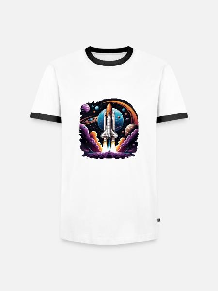 Rocket Astronaut Space Gift SpaceShuttle - Men's Ringer Shirt - white/black
