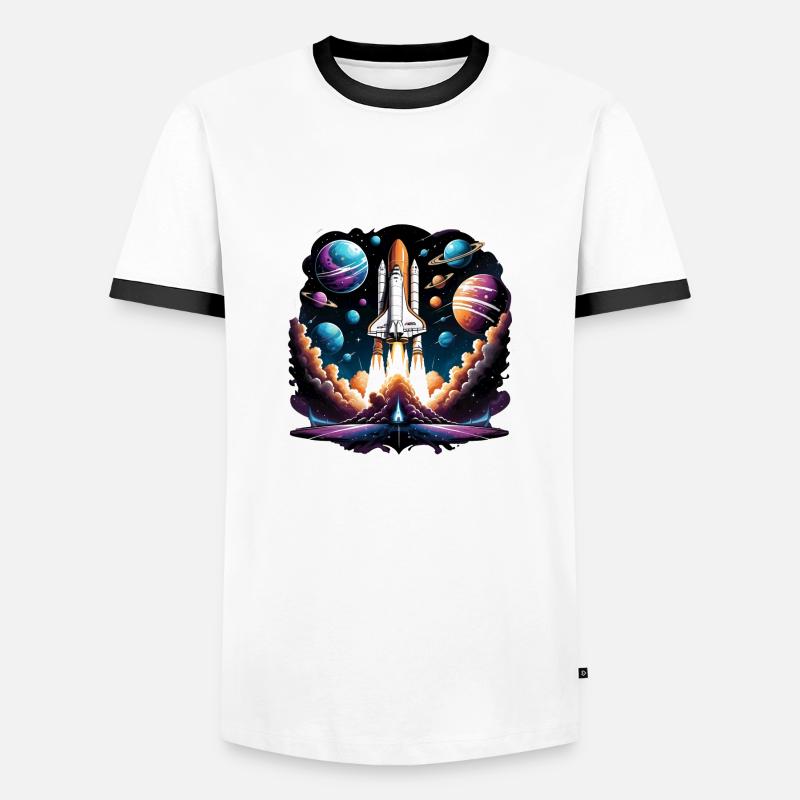 Rocket Astronaut Space Gift SpaceShuttle - Men's Ringer Shirt - white/black