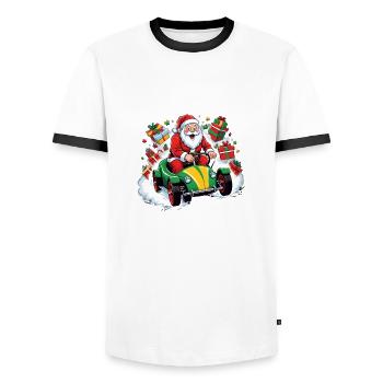 Weihnachtsmann Xmas Geschenke Weihnachten Auto - Männer Kontrast-T-Shirt - Weiß/Schwarz - Vorne - AI Model Female 172 light (172cm) & AI Model Male 178 dark (178cm)