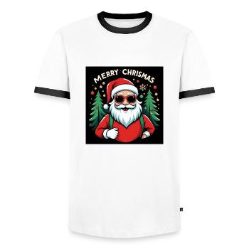 Weihnachtsmann Xmas Lustig Geschenke Weihnachten - Männer Kontrast-T-Shirt - Weiß/Schwarz - Vorne - AI Model Female 172 light (172cm) & AI Model Male 178 dark (178cm)