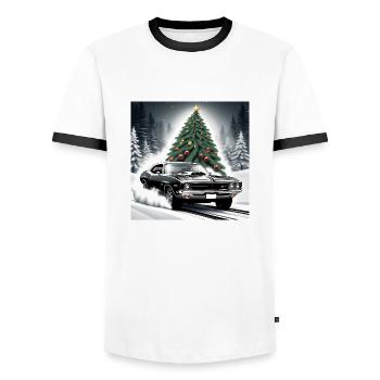 Voiture muscle car Noël cadeaux de Noël - T-shirt contrasté Homme - blanc/noir - Devant - AI Model Female 172 light (172cm) & AI Model Male 178 dark (178cm)