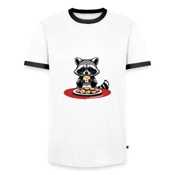 Waschbär Weihnachten Cookies Kekse Geschenk Süß - Männer Kontrast-T-Shirt - Weiß/Schwarz - Vorne - AI Model Female 172 light (172cm) & AI Model Male 178 dark (178cm)
