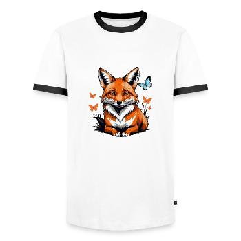 Fox Fox Flowers Cute Gift Animal Love for Women - Men's Ringer Shirt - white/black - Front - AI Model Female 172 light (172cm) & AI Model Male 178 dark (178cm)
