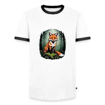 Fox Fox Flowers Cute Gift Animal Love for Women - Men's Ringer Shirt - white/black - Front - AI Model Female 172 light (172cm) & AI Model Male 178 dark (178cm)