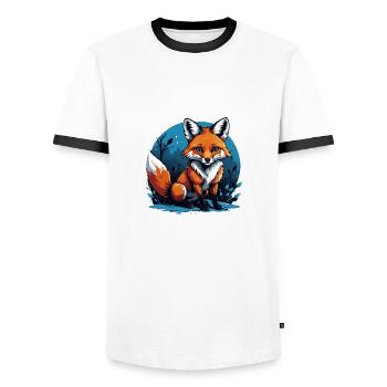 Fox Fox Flowers Cute Gift Animal Love for Women - Men's Ringer Shirt - white/black - Front - AI Model Female 172 light (172cm) & AI Model Male 178 dark (178cm)
