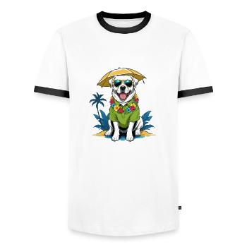 Vacances pour chiens Vacances pour chiens Île d’Hawaï Mer - T-shirt contrasté Homme - blanc/noir - Devant - AI Model Female 172 light (172cm) & AI Model Male 178 dark (178cm)