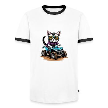 Cat Quad Cat Gift Supermoto Motorcycle - Men's Ringer Shirt - white/black - Front - AI Model Female 172 light (172cm) & AI Model Male 178 dark (178cm)