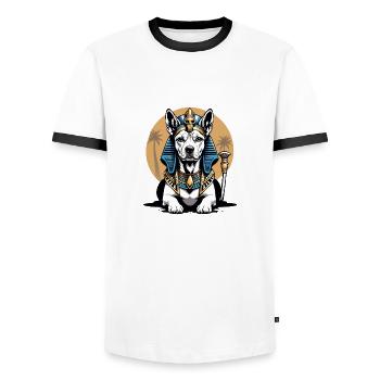 Dog Pharaoh Dog Egypt Pyramid Gift - Men's Ringer Shirt - white/black - Front - AI Model Female 172 light (172cm) & AI Model Male 178 dark (178cm)