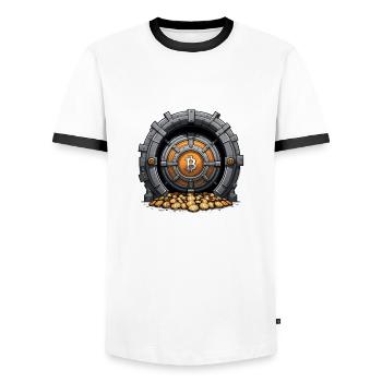Bitcoin Crypto Crypto to the Moon Gift - Men's Ringer Shirt - white/black - Front - AI Model Female 172 light (172cm) & AI Model Male 178 dark (178cm)