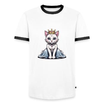 Cat Princess Queen Cat Elegant Gift - Men's Ringer Shirt - white/black - Front - AI Model Female 172 light (172cm) & AI Model Male 178 dark (178cm)