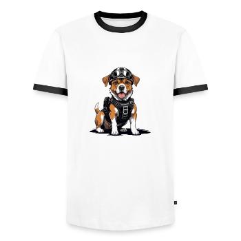 Dog Airsoft Dog Toys Airsoft Military Gift - Men's Ringer Shirt - white/black - Front - AI Model Female 172 light (172cm) & AI Model Male 178 dark (178cm)