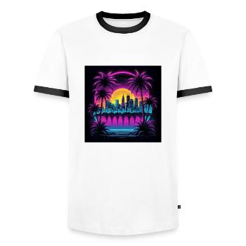 Rétro Ville Neon Couleur Cadeau Gaming Retro World - T-shirt contrasté Homme - blanc/noir - Devant - AI Model Female 172 light (172cm) & AI Model Male 178 dark (178cm)
