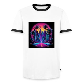 Rétro Ville Neon Couleur Cadeau Gaming Retro World - T-shirt contrasté Homme - blanc/noir - Devant - AI Model Female 172 light (172cm) & AI Model Male 178 dark (178cm)