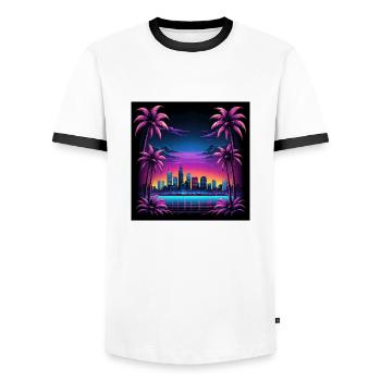 Rétro Ville Neon Couleur Cadeau Gaming Retro World - T-shirt contrasté Homme - blanc/noir - Devant - AI Model Female 172 light (172cm) & AI Model Male 178 dark (178cm)